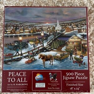 New Sealed 500 Pc Christmas Village Jigsaw Puzzle by SunsOut Church H Hargrove